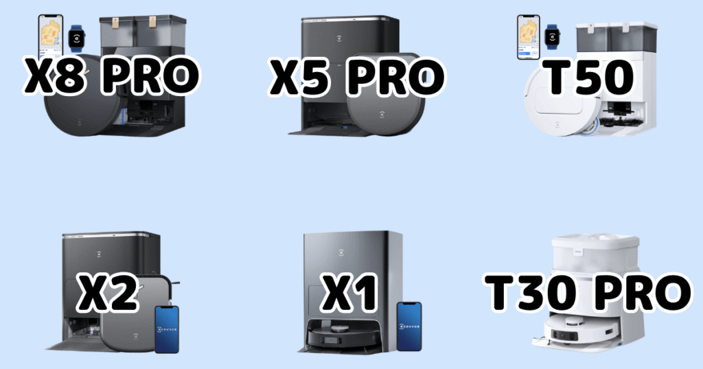 エコバックス「X8 PRO・X5PRO・X2・X1・T50・T30PRO・T20」OMNIの違いを比較