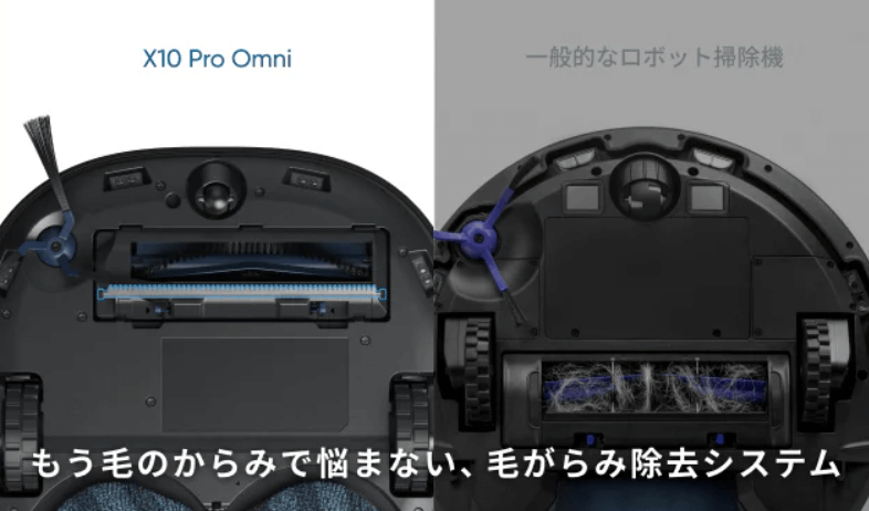 X10 PRO OMNIの毛絡み除去システム
